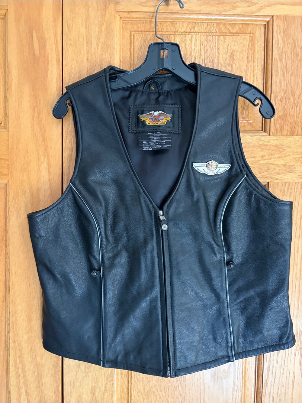 Harley-Davidson Black 100th  Ann.  Leather Motorcycle Vest.